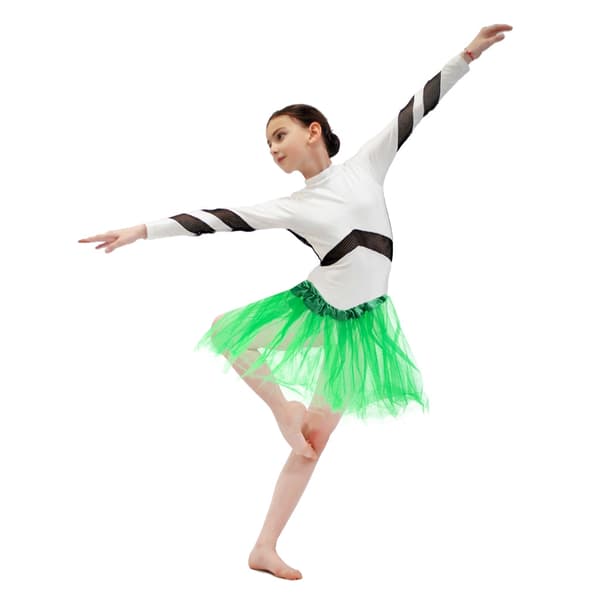 Tyllkjol tutu barn grön 3-lager med elastisk midja 29 cm