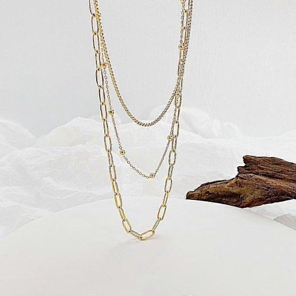 Choker Halskjeder for Kvinner, Gullbelagt Delikat Lagdelt Kjede Halskjede Enkelt Justerbart Initial Anheng Halskjeder Lagdelte Gullkjede Halskjeder for Kvinner