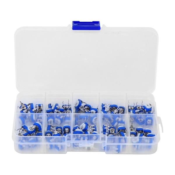 Adjustable Resistance Set - 100 Pcs Blue & White, Regulating Resistor Kit