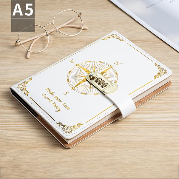 Password Notebook - Lockable Diary for Privacy White