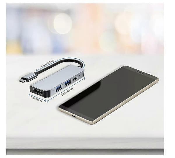 4 i 1 USB C Docking Station, USB C Hub, Adapter til MacBook, Mac Pro, Mac Mini, iMac (Grå)