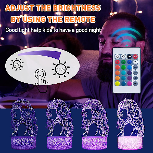 Taylor Swift Lys 3D Illusion Lampe Med Fjernbetjening & Smart Touch, 16 Farver Swiftie Dæmpbar Natlampe Soveværelse Dekoration Gave