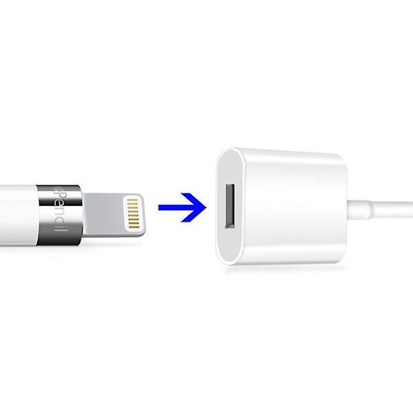 iPad Pro Apple Pencil Opladerkabel Adapter USB Oplader Forlænger Pen - 1m