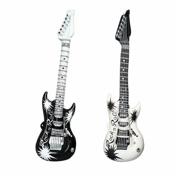 2x Vit Svart Uppblåsbar Gitarr Disco Uppblåsbar Maskeraddräkt Fest Prop Musikalisk