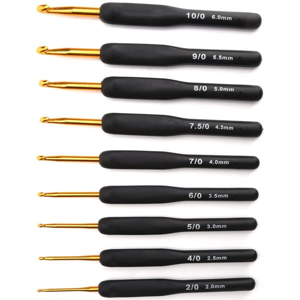 Crochet Hook Set with Black Handle - 9 Knitting Tools for Sweaters, Sewing, and Crafts