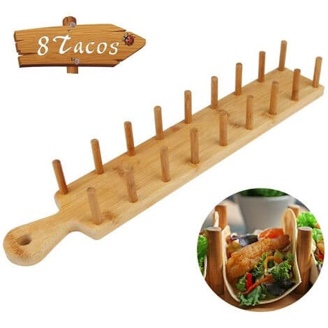 Tacosbricka i bambu med tång, tacohållare