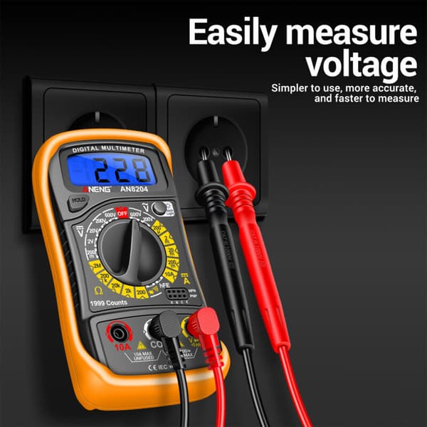 Gistuch Professionell Högprecisionsmultimeter med Orange Silikonfodral - Batterier Ingår Ej