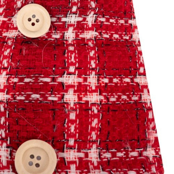 Juleflaskedeksel med lue, rød/grå polyester, passer til vin- og spritflasker
