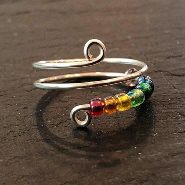 Kvinde Ring Roterbar Justerbar Åbningsdesign Geometrisk Galvanisering Anti Stress Gave Farverig