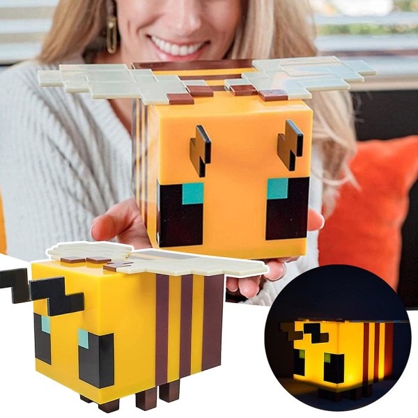 Minecraft Roll Bee LED-lampa, nattlampa, skrivbordsdekoration, heminredning, presenter till barn, spelentusiaster