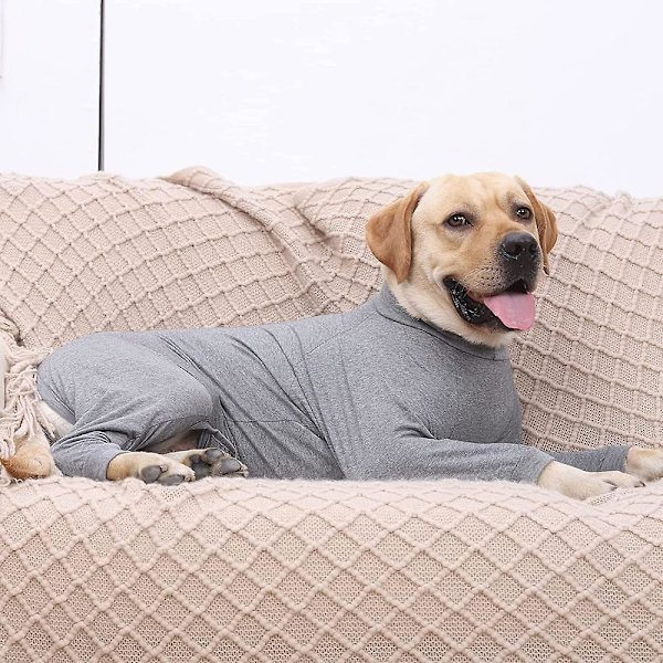 Återhämtningskit för hund efter operation, anti-slickande husdjurskirurgisk klänning för buksår, valp långärmad pyjamas för att förhindra håravfall (storlek l)