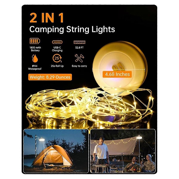 2-in-1 Ulkoilma Camping Valosarja, Kannettava LED Camping Lyhty Ulkoilma Camping Valosarja
