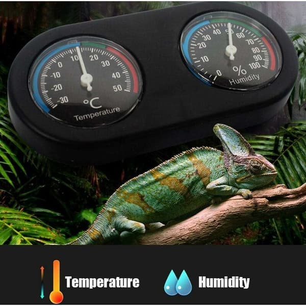Mini analog temperaturhygrometer, rund form termometerhygrometer til krybdyrtank