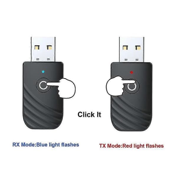 Trådløs USB Bluetooth 5.0 Audio Transmitter Receiver 3 i 1 Adapter Til PC TV Bil