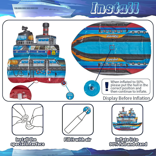 Gigant Oppustelig Simulerings-Skib 4d Ballon, Stående Båd Mylar Folieballon Til Fødselsdagsfest Dekoration, Luksuriøs Skib Til Ocean Temafest, Bab