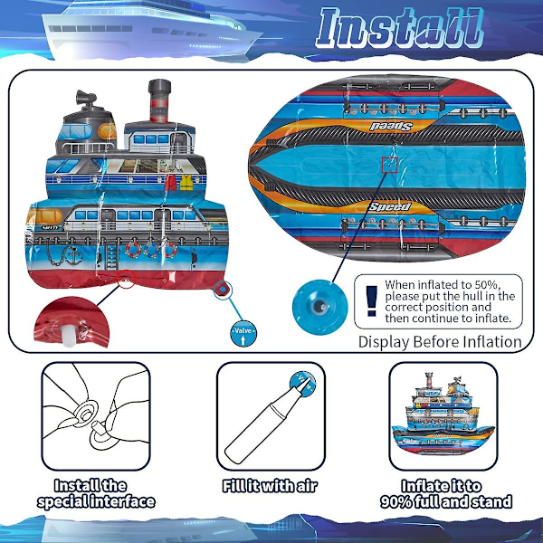 Jättimäinen Ilmapalloalus 4d, Seisova Vene Mylar-Folioilmapallo Syntymäpäiväjuhliin, Luksuslaiva Meriteemajuhliin, Bab