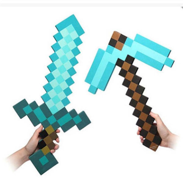 Legetøj Eva Skum Diamant Sværd & Pickaxe Sæt Minecraft 23\"