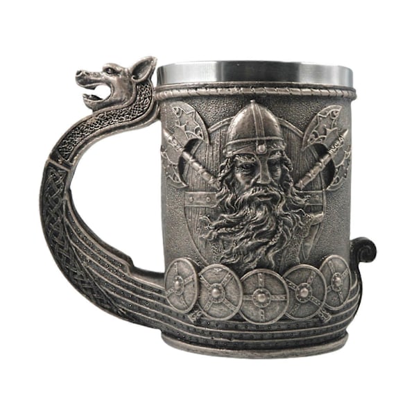 600ml Viking Pirat Ølkrus Middelalder Resin Rustfritt Stål Ølkrus Retro