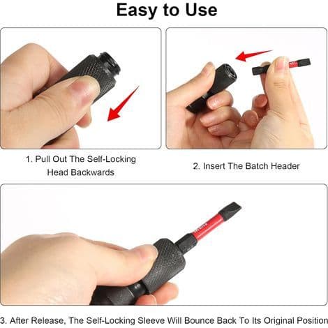 Sett med 4 1/2\" til 1/4\" multifunksjons slagtrekkeradaptere, bitsholderadapter for skralle og skrutrekkerbitsholder