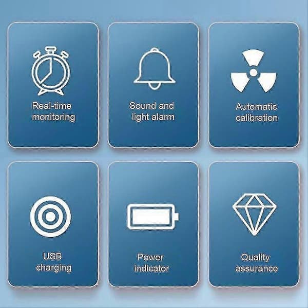6 i 1 Multifunktionell Luftkvalitetsdetektor, Koldioxid- och Formaldehydmonitor, med Stor LCD-skärm