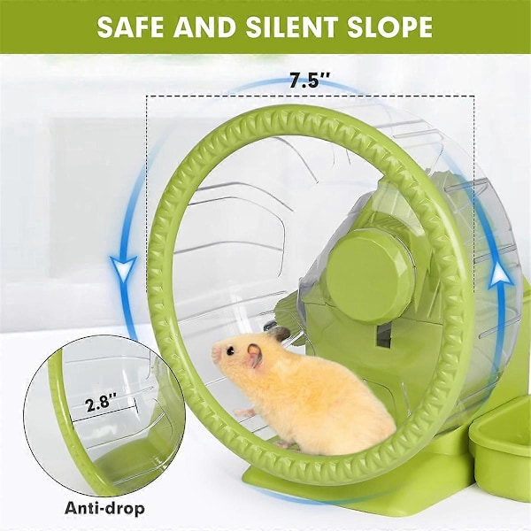 4 i 1 Tyst Hamsterhjul, Multifunktionellt Hamsterhus med Löphjul, Vattenflaska, Matsskål Grön