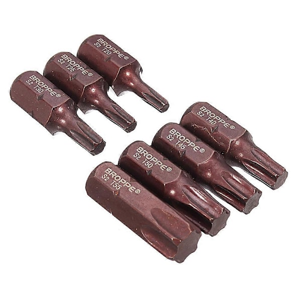 7 stk. T20-55 Torx skruetrækkerbit S2 stål 10 mm sekskant til slagskruetrækker T20/T25/T30/T40/T45/T50/
