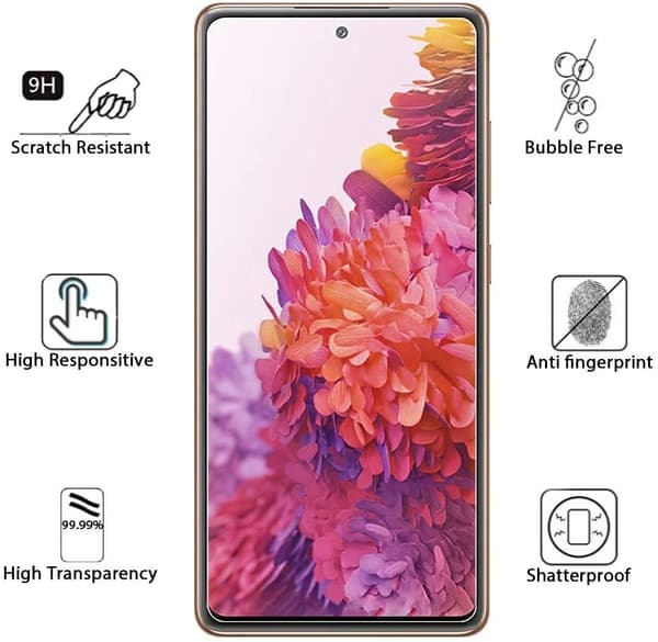 3x Tempered Glass Screen Protector Samsung S20 FE Full Fit, Fingerprint