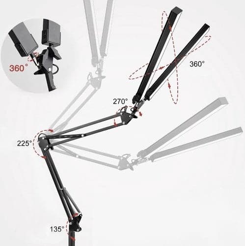 Tegnebordslampe LED med dobbelte lyspaneler 24W 3 farver 10 niveauer sort