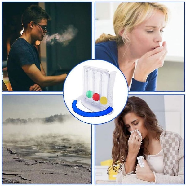 Andningsövningsapparat för andningsövningar - Lungtränare 3-kammarandningsövningsapparat | Terapi för andningsproblem i lungorna och bronkerna