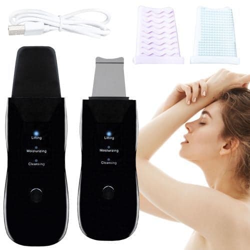 Ultrasonic Peeling Device 5-in-1 Wireless Black with 2 Silicone Pads