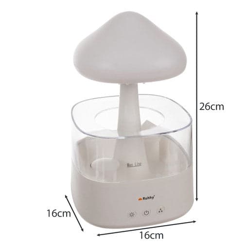 Luftfukter soppform 450 ml med LED-nattlampe 8 farger hvit USB-C