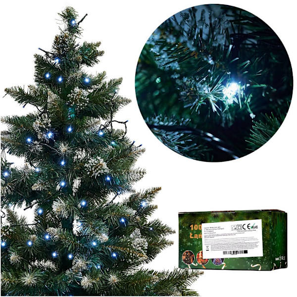 LED Christmas Tree String Lights 100 Cool White LED 8 Modes 10 m Mains Powered