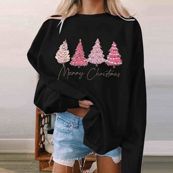 Dame Juletrøjer Udsalg Oversize Crew Neck Toppe med