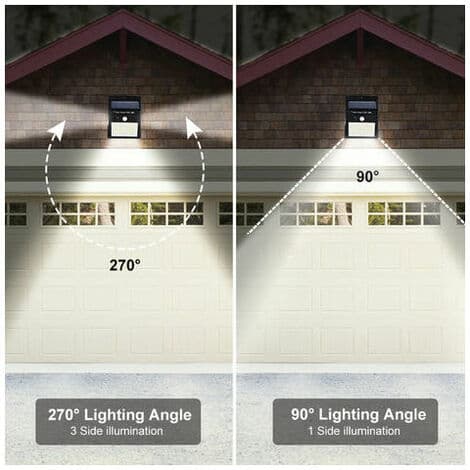 100LED Solar Vegglampe, Vanntett IP65, Energibesparende Sensorlampe