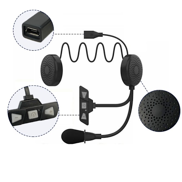 Motorcycle Helmet Headset Bluetooth 5.2 Black