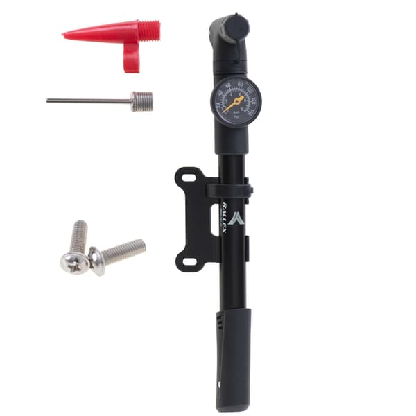 Bicycle pump with pressure gauge 32.5 cm with nozzles for bicycle