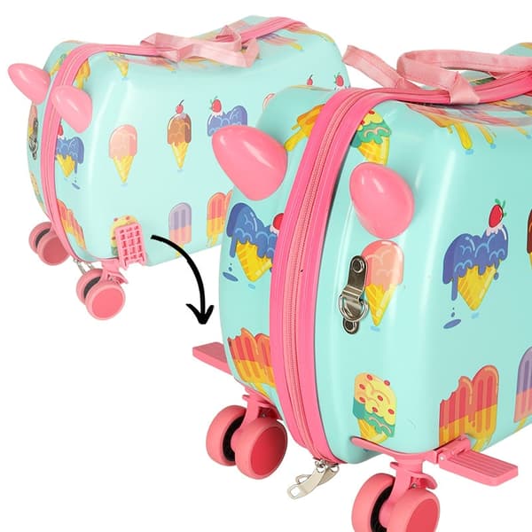 Children's Suitcase on Wheels 45 cm with Sitting Function and Ice Cream Motif