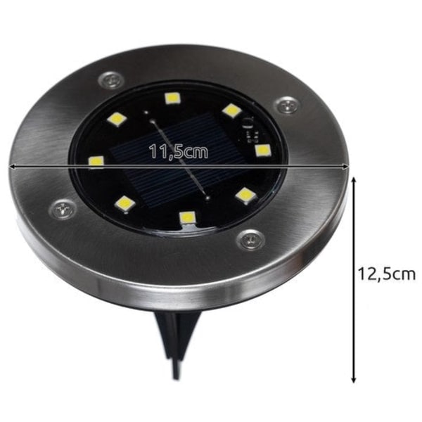 Solar Garden Lights 12-pack 8 LED Cool White IP65 with Dusk Sensor