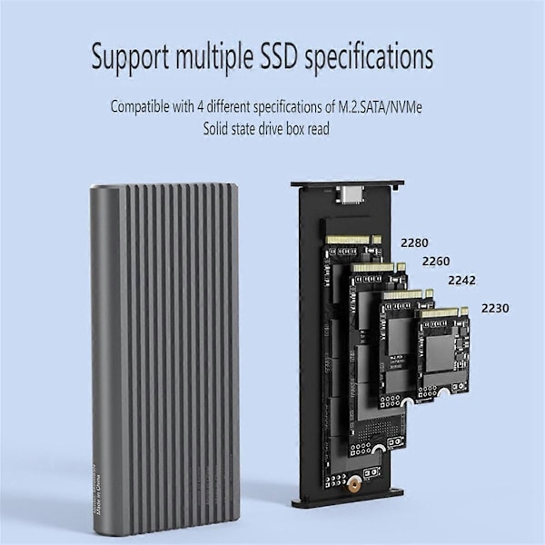 RGB Dual Protocol M.2 Hårddiskkabinett Nvme/Ngff Universal Gen2 10Gbps Phantom Solid State Driv