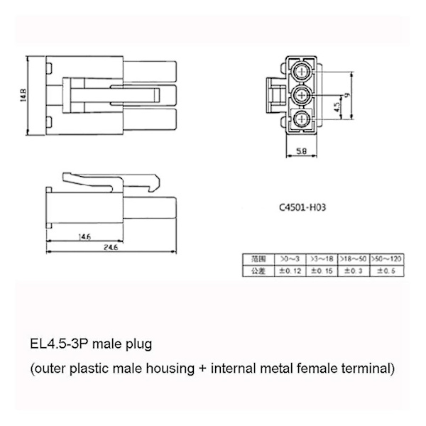 Hywell 600mA 6.4V USB Laddningskabel EL4.5-3P Kontakt P-till-R för RC Bil Lastbil Snabb Båt Jy