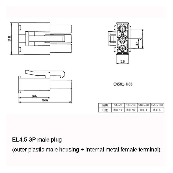 Hywell 600mA 6.4V USB Laderkabel EL4.5-3P Plugg P-til-R for RC Bil Lastebil Sjøfartøy Jy