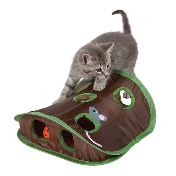 Foldable Cat Toy Set - Interactive Mouse Hunt with Bell Ball for Play and Hunting