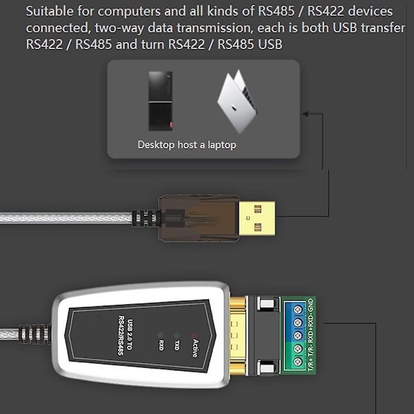 USB 2.0 til RS485 RS422 Seriell Konverter Adapterkabel for - Chip 8 7