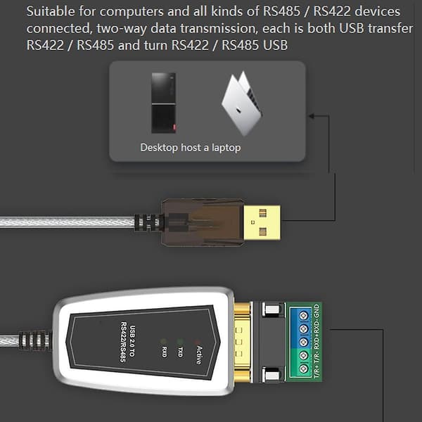 USB 2.0 til RS485 RS422 Seriell Konverter Adapterkabel til - Chip 8 7