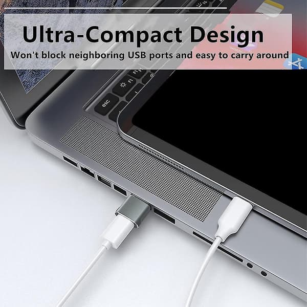 4 kpl USB-C naar USB-A-adapter, harmaa