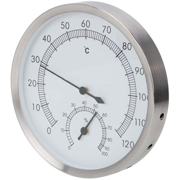 2-i-1 Rustfrit Stål Hammam Sauna Rum Termometer Hygrometer Indendørs Termo Hygrometer