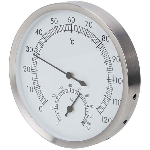 2-i-1 rustfritt stål Hammam badstue romtermometer Hygrometer Innendørs termohygrometer