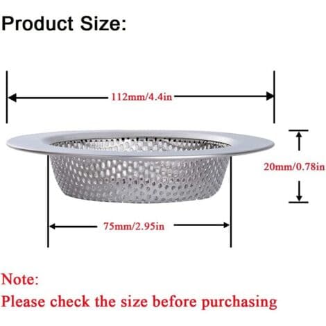 2 stk. køkkenvaskfilter, rustfrit stål vaskfilter, køkkenvaskrist, tykkere, ydre diameter 112 mm / 4,4