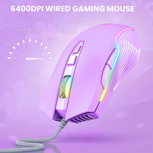 Onikuma Cw905 Trådløs Mus 6400 Dpi Usb Gaming Mus 7-knaps Design Åndende Led Farve Til Desktop
