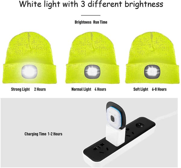 Lyste lue med oppladbart hodelykt, ultrasterk 4 LED vanntett hodelykt